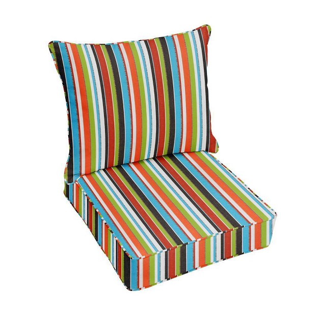 Sunbrella Stripe Outdoor Seat Cushion Red green