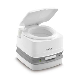 THETFORD Porta Pottic 345 Portable 1-Piece 0.12 GPF Single Flush Piston Flush Round Toilet in White 92814