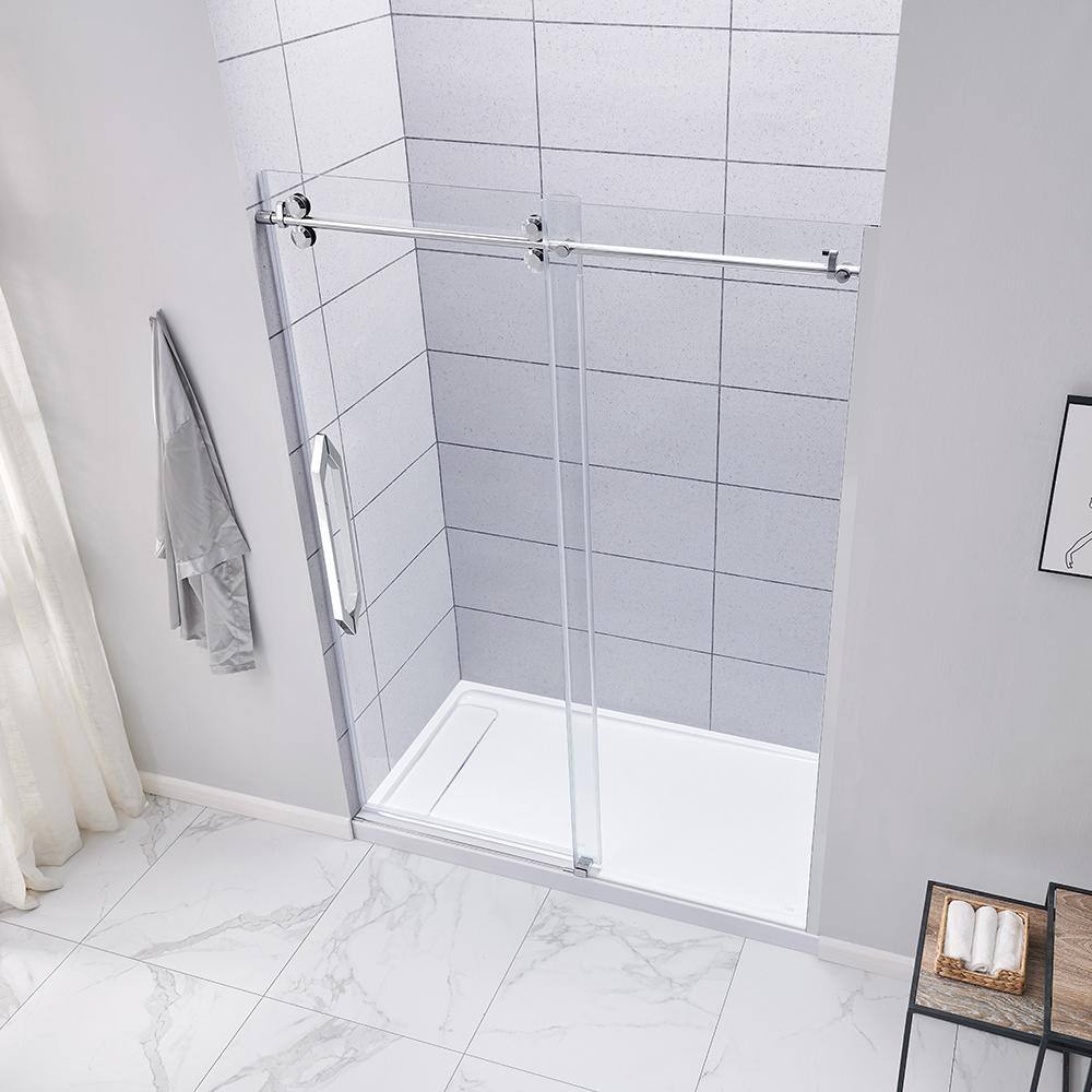 Glacier Bay Derby 60 in. W x 78.74 in. H Frameless Sliding Shower Door in Chrome Derby