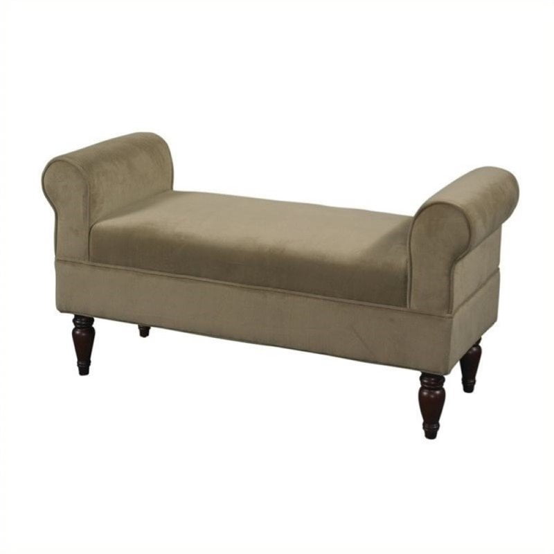 Bowery Hill Upholstered Coffee Fabric Bedroom Bench in Dark Mahogany