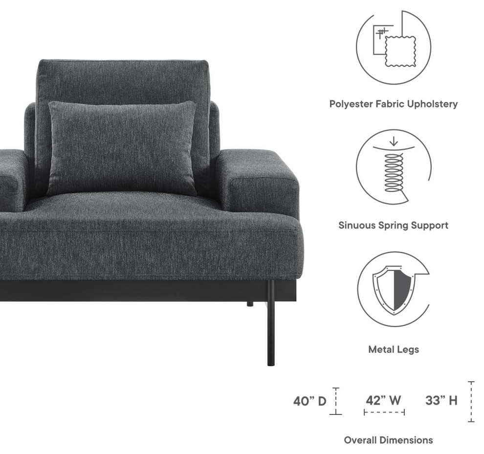 Proximity Upholstered Fabric Armchair  Charcoal   Contemporary   Armchairs And Accent Chairs   by GwG Outlet  Houzz