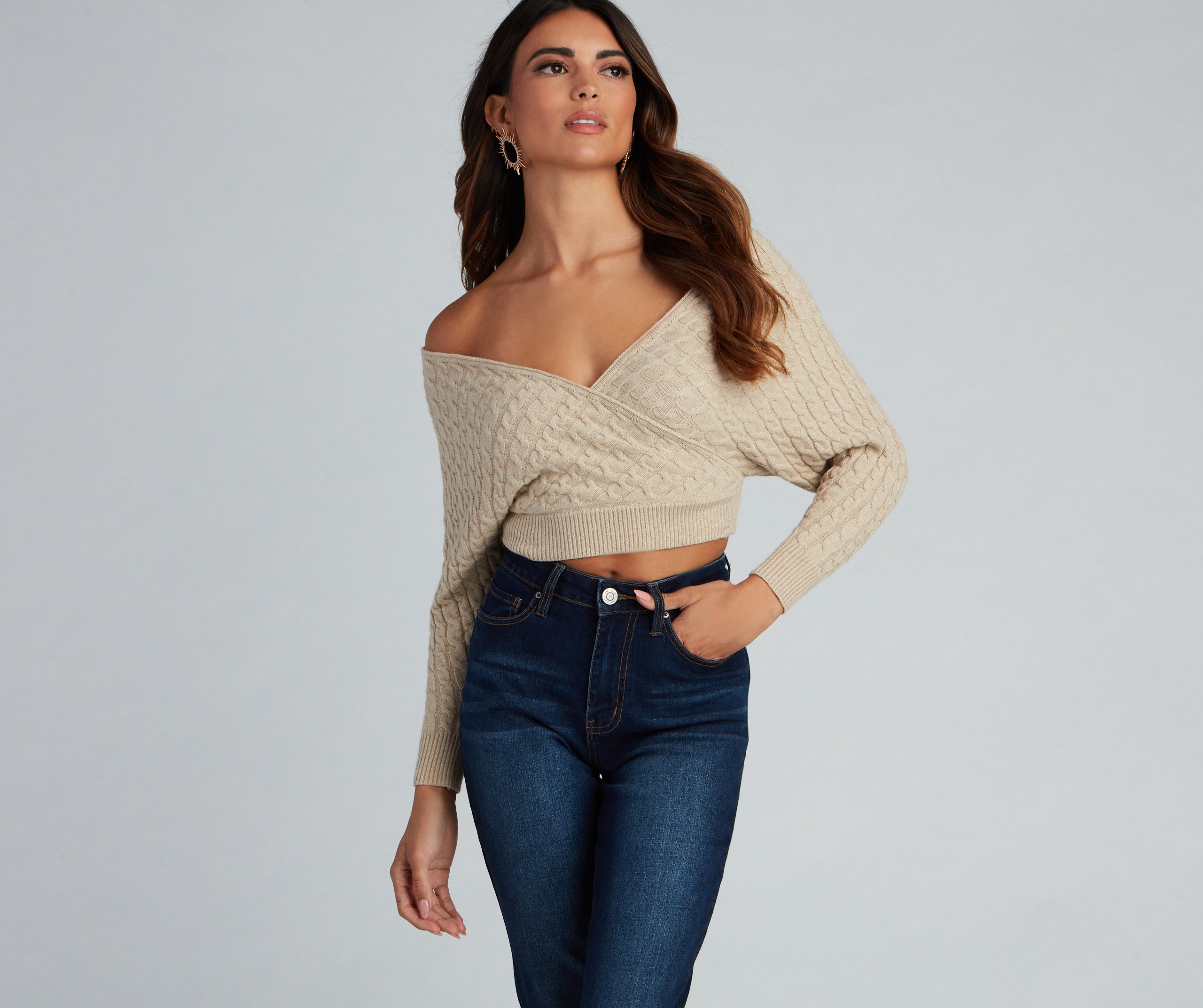 Cute Chills Surplice Crop Sweater