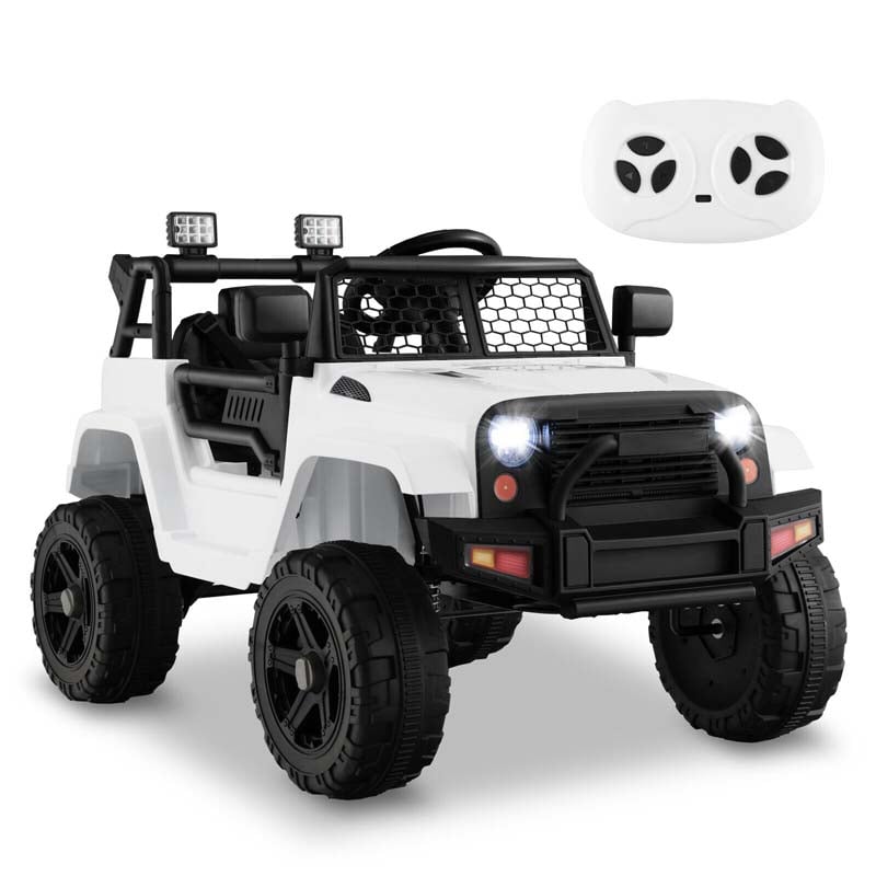 12V Kids Ride On Truck Car Battery Powered Electric Vehicle RC with Mesh Windshield & Bright Headlights