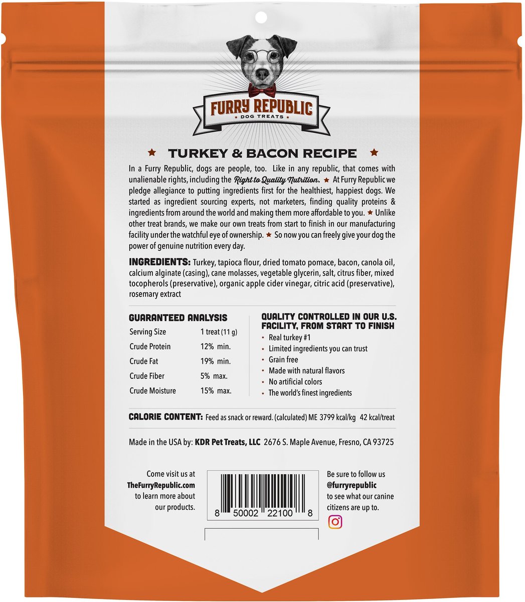 Furry Republic Sticks Turkey and Bacon Recipe Grain-Free Dog Treats