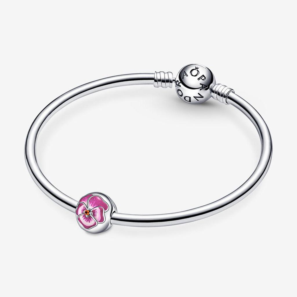 PANDORA  Pink Pansy Flower Clip Charm