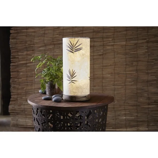 Handmade Paper Cylinder Bamboo Table Lamp - 6 x 6 x 13