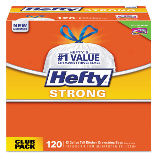 Reynolds Hefty Strong Tall Kitchen Drawstring Bags | 13 gal， 0.9 mil， 23.75