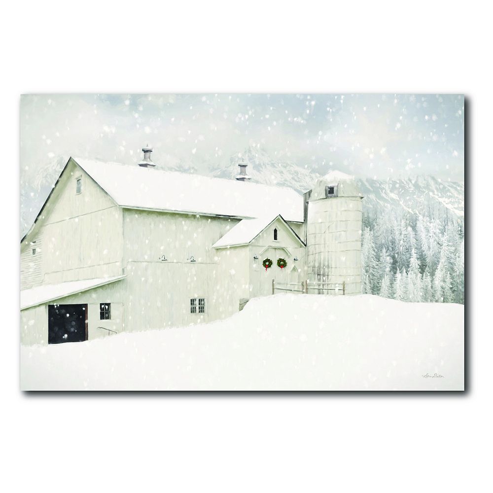 COURTSIDE MARKET Snowy Mountain Farm Canvas Wall Art