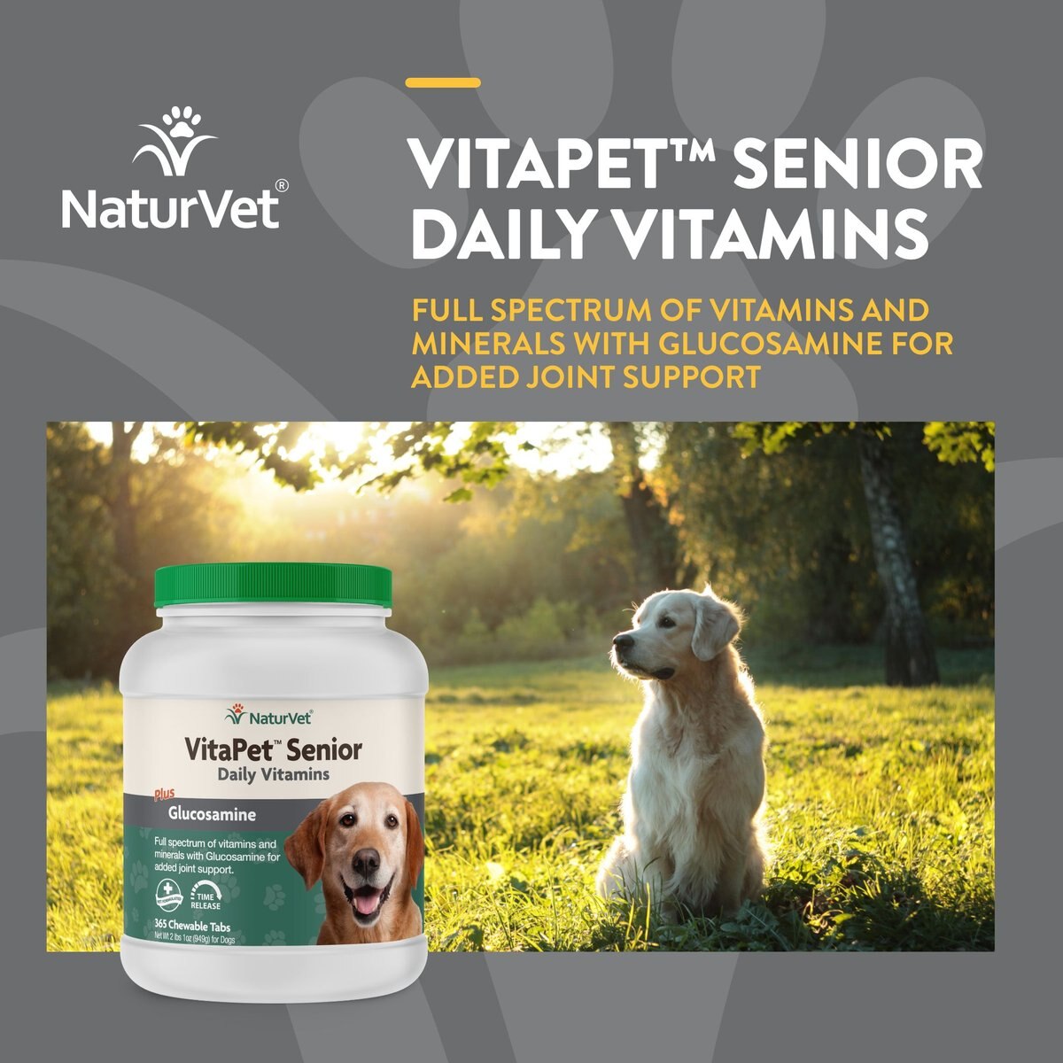 NaturVet VitaPet Senior Daily Vitamins Plus Glucosamine Dog Supplement