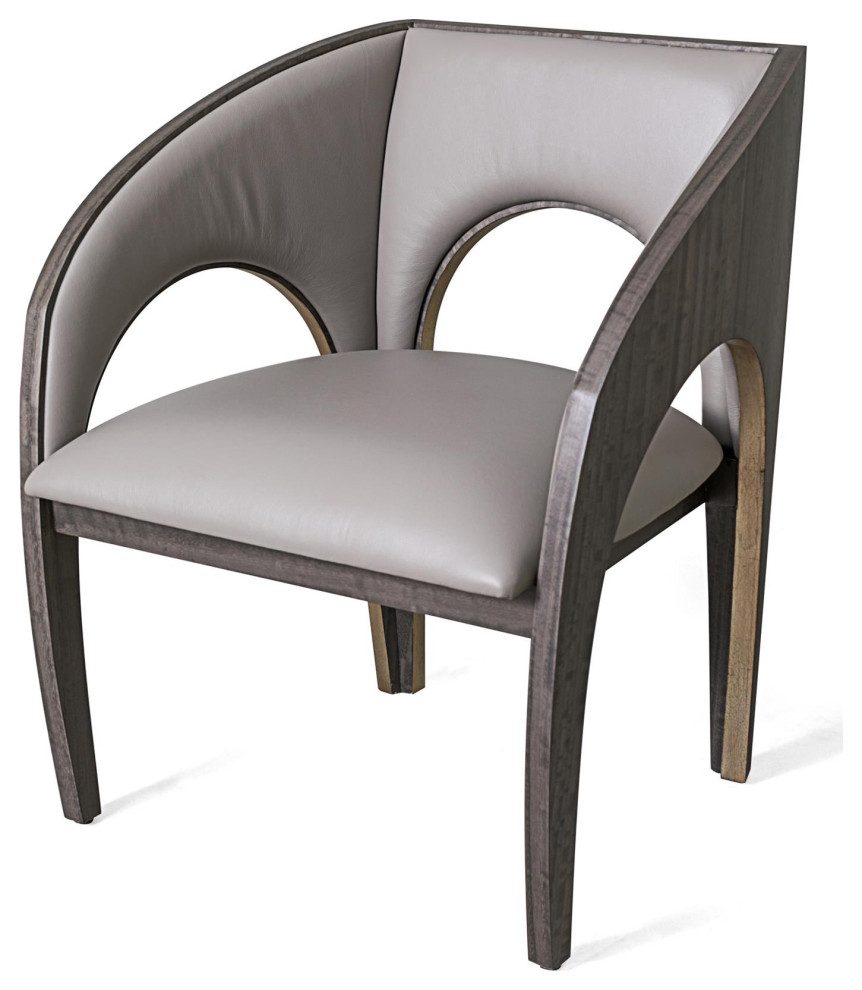 Arches Dining Chair  Grey Leather   Transitional   Dining Chairs   by HedgeApple  Houzz