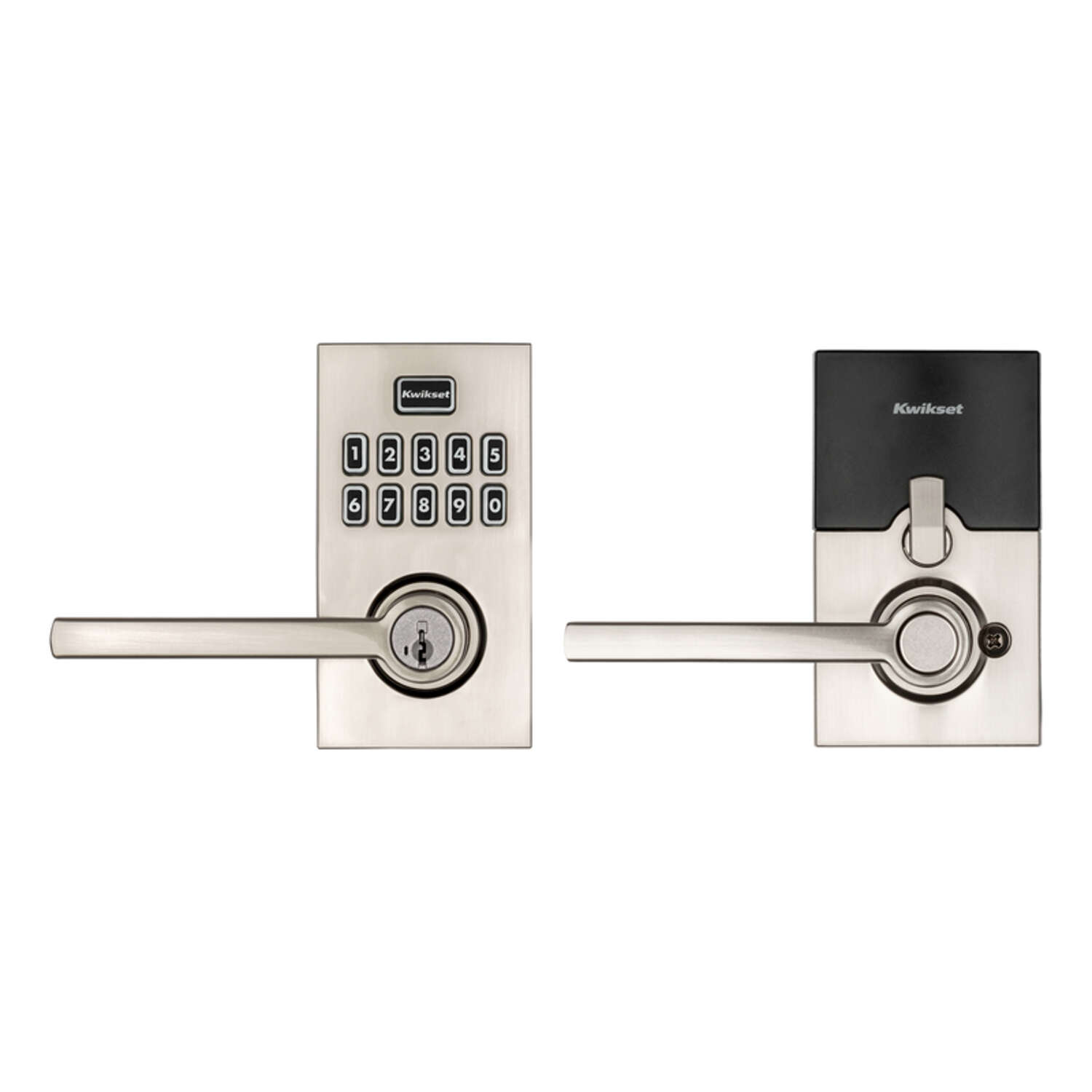 Kwikset SmartKey Satin Nickel Metal Electronic Touch Pad Entry Lever