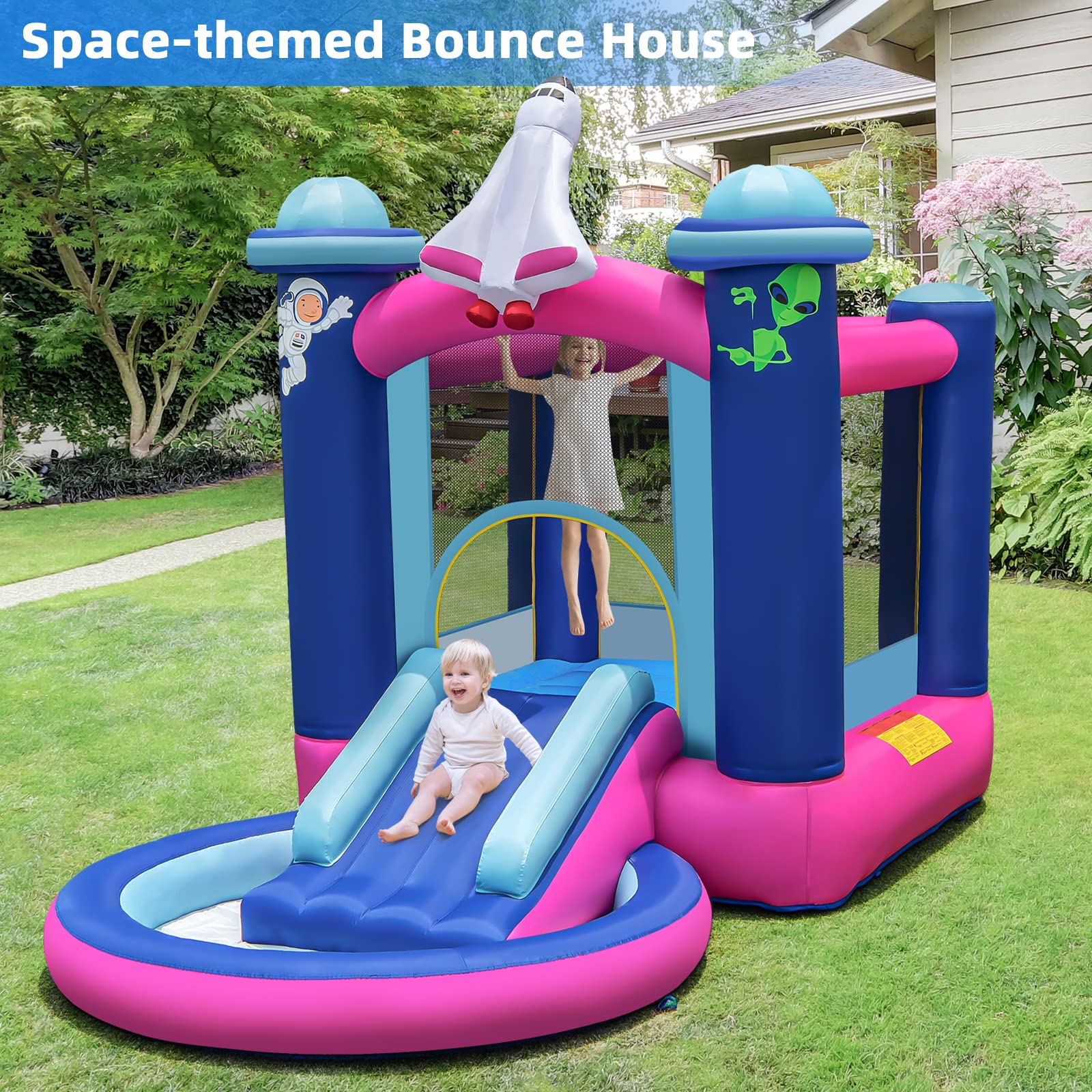 Costzon Inflatable Bounce House, Indoor Outdoor Party Bouncy Castle for Kids