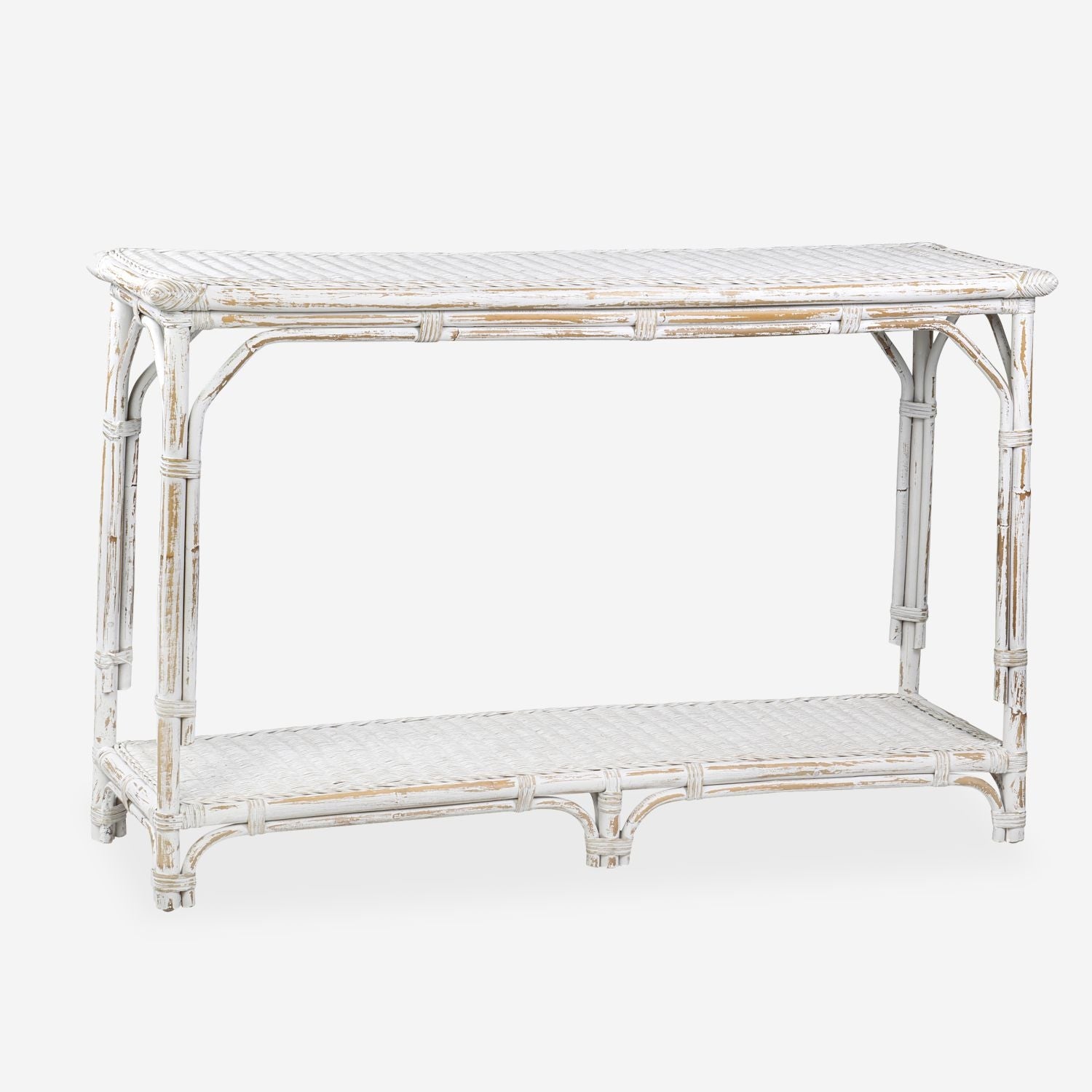 White Washed Rattan Console Table - 47