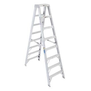 Werner 8 ft. Aluminum Twin Step Ladder with 375 lb. Load Capacity Type IAA Duty Rating T408