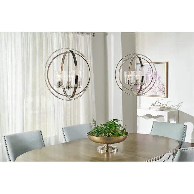 Kichler 34835 Angelica 3-Light Polished Nickel Modern/Contemporary Clear Glass Globe Pendant Light