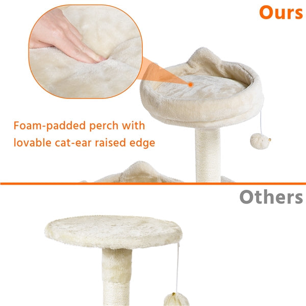 SMILE MART 62.2" Double Condo Cat Tree and Scratching Post Tower, Beige