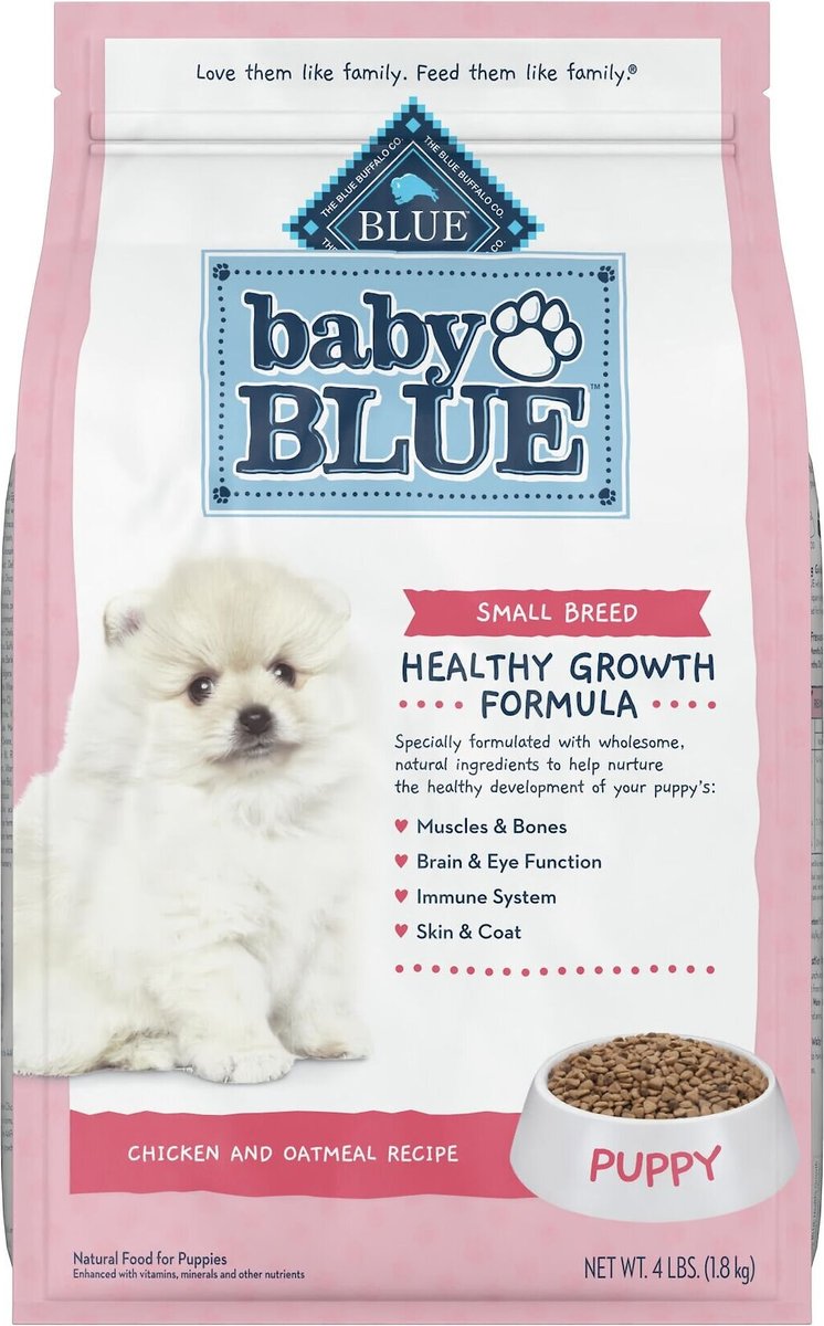 Blue Buffalo Baby Blue Small Breed Healthy Growth Formula Natural Chicken and Oatmeal Rice Recipe Puppy Dry Food， 4-lb bag