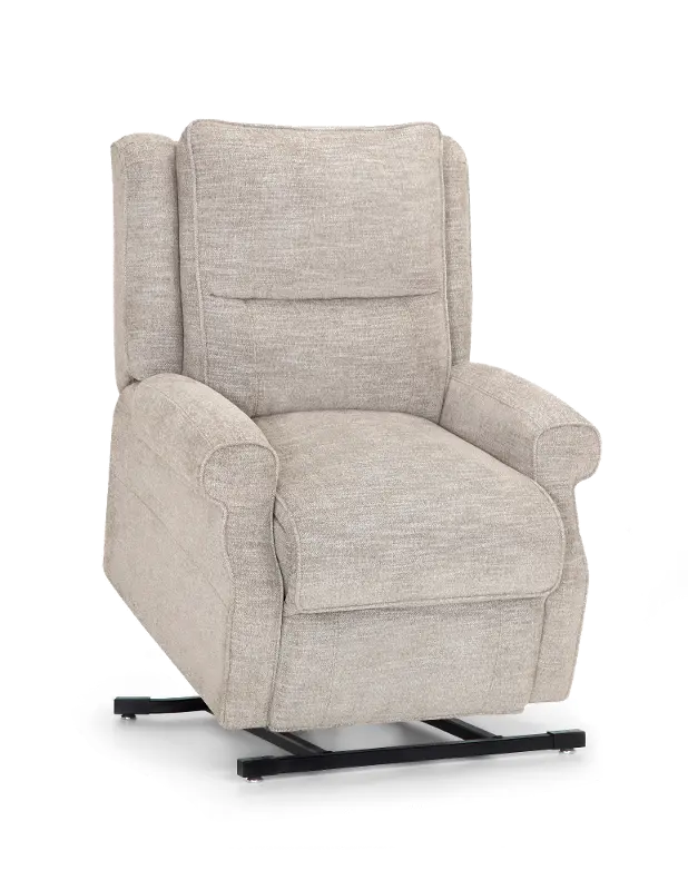 Charles Linen White Heat and Massage Reclining Lift Chair