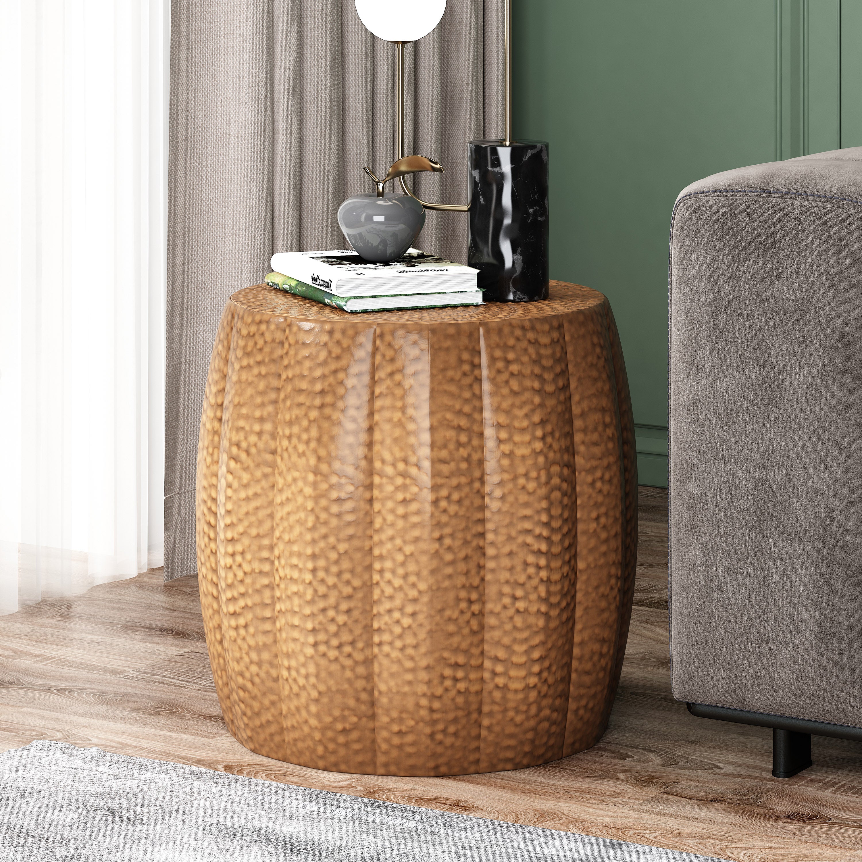 Craigue Modern Iron Mandala Pumpkin Side Table