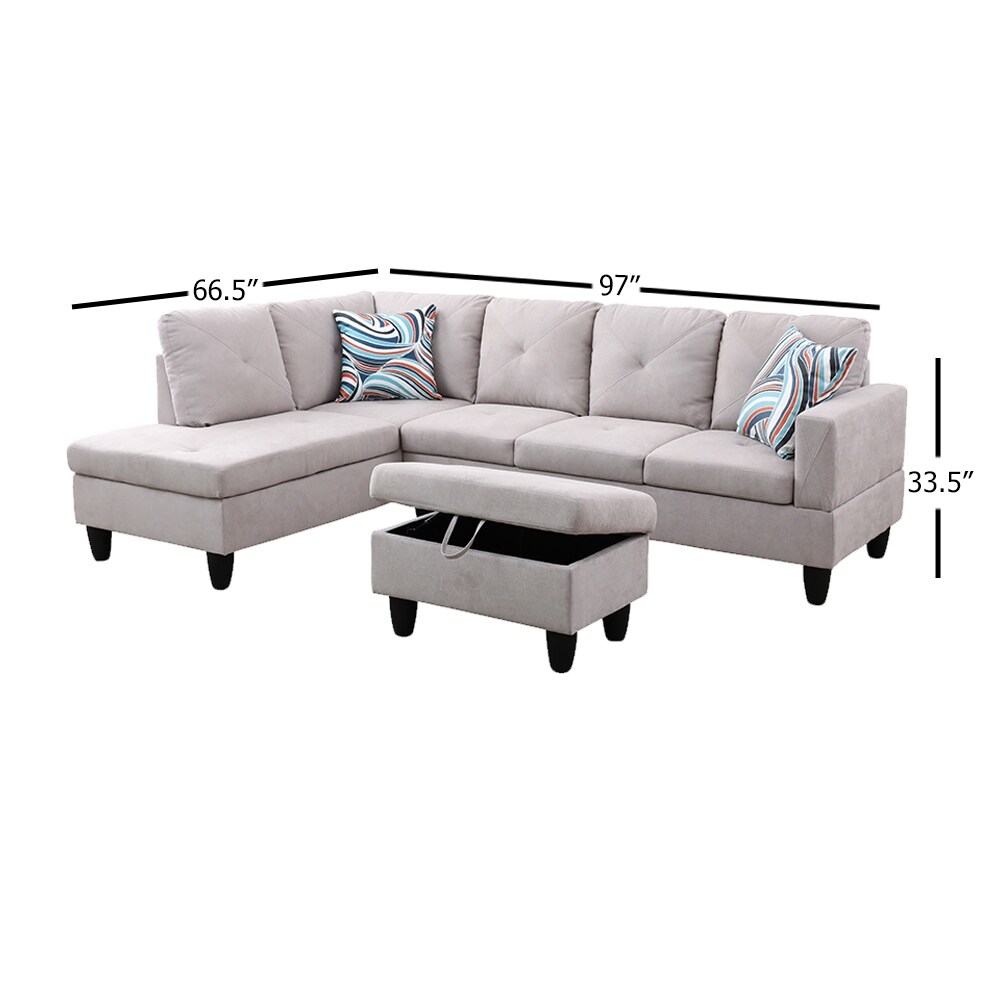 Hellen Right Facing Sectional Sofa with Ottoman