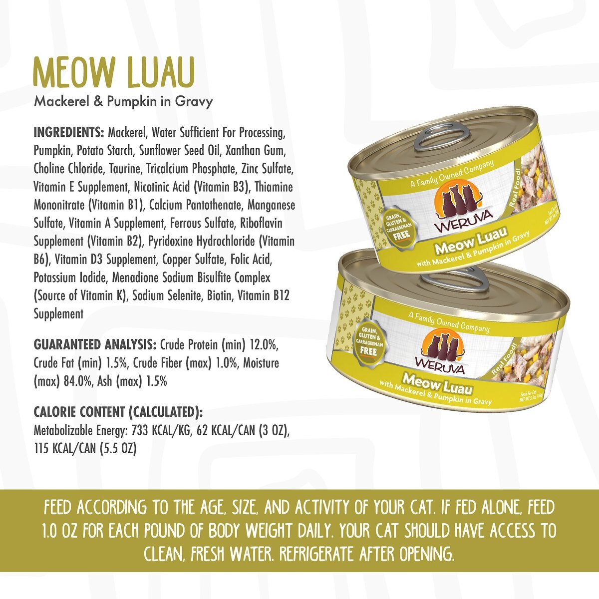 Weruva Meow Luau with Mackerel and Pumpkin Grain-Free Canned Cat Food