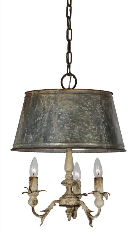 Pemberton Vintage White 3-Light Chandelier with Metal Shade