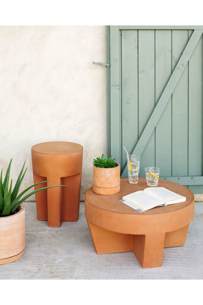 Terracotta Round Outdoor Coffee Table  La Forma Vilena   Contemporary   Outdoor Coffee Tables   by Oroa   Eichholtz Furniture  Houzz