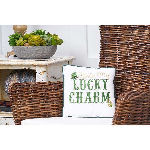 X 10 quot You x27 re My Lucky Charm Embroidered Petite Size Accent Throw Pillow St Patrick x27 s Day Themed