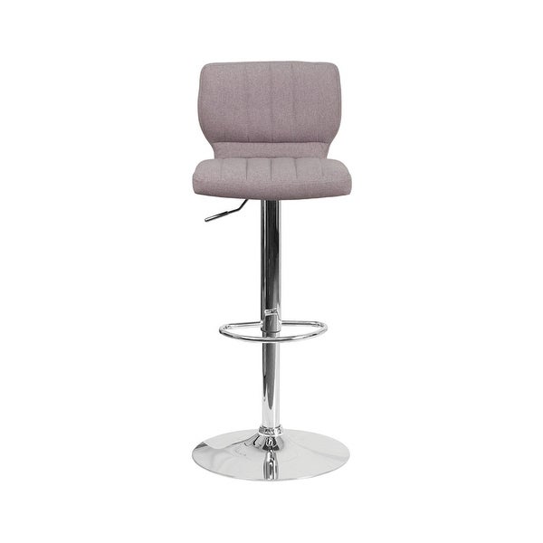 Offex Contemporary Gray Fabric Adjustable Height Barstool with Chrome Base