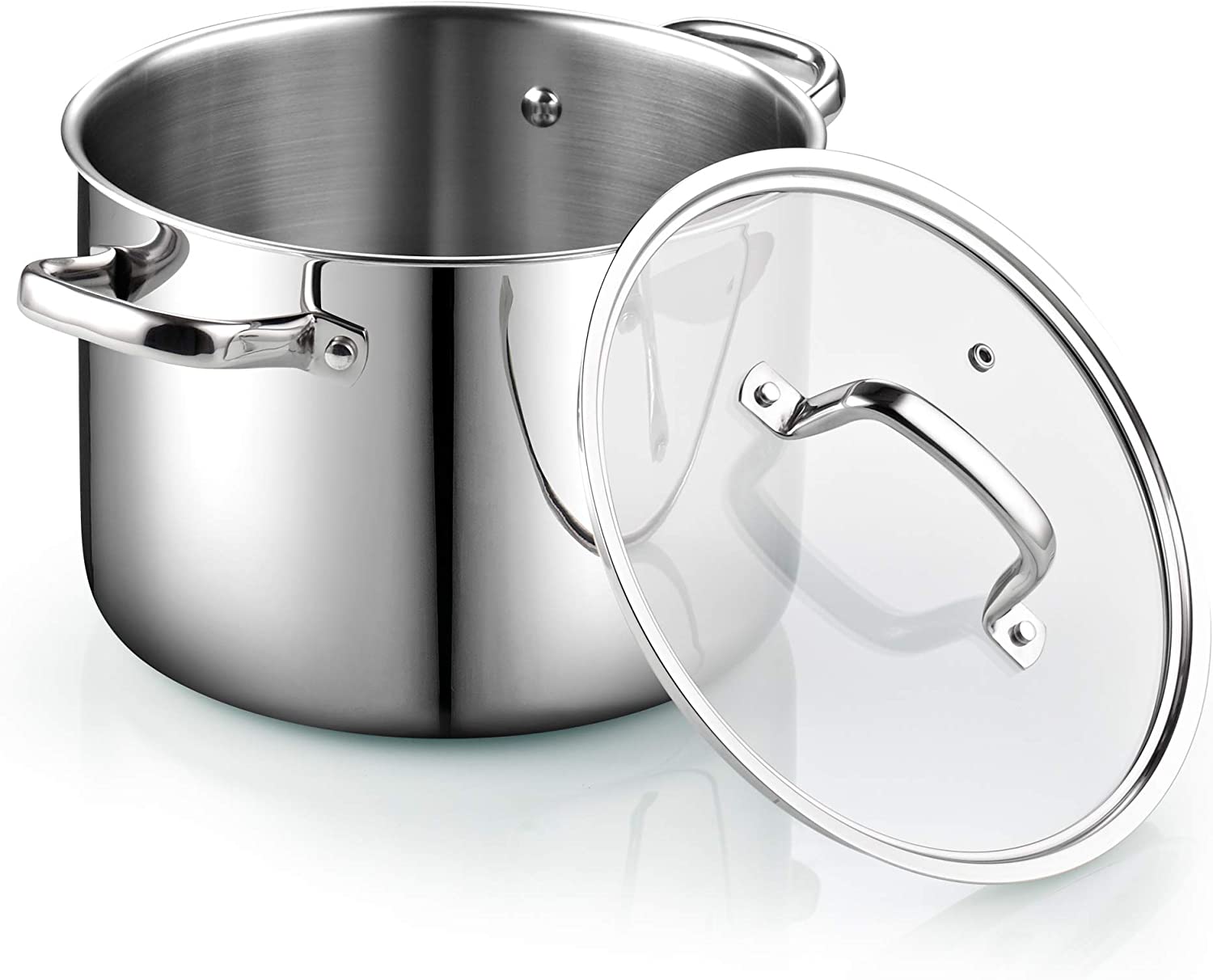 Cook N Home 02681 Tri-Ply Clad Stainless Steel Stockpot with Lid， 8 Quart， silver