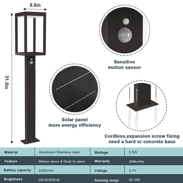 Inowel Solar Outdoor Light Pathway Dusk to Dawn Garden Lighting