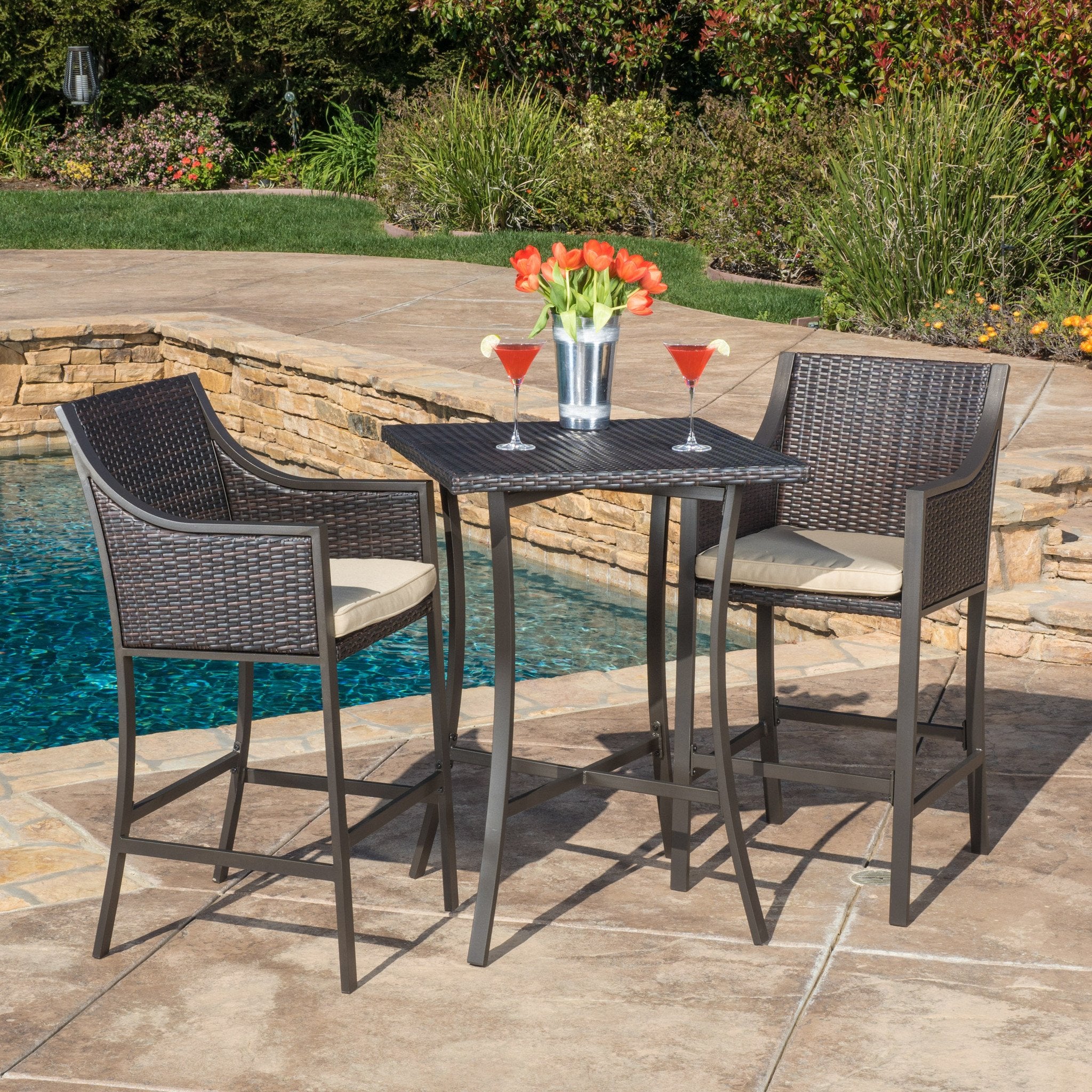 Pyra 3 Pc. Multi Brown Outdoor Bar Set