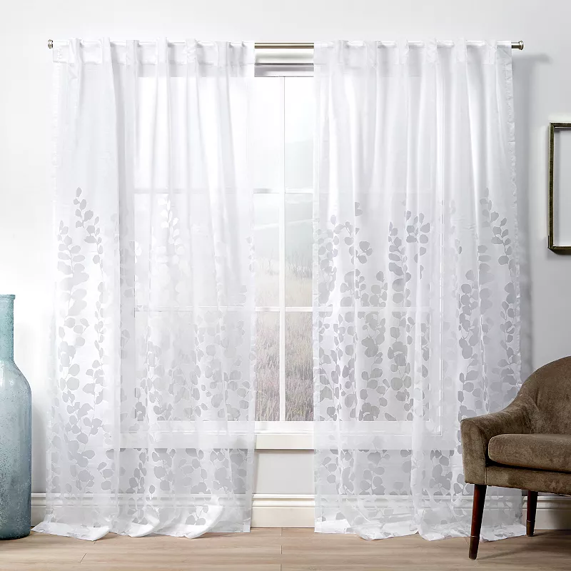 Exclusive Home 2-pack Wilshire Burnout Sheer Hidden Tab Top Window Curtains