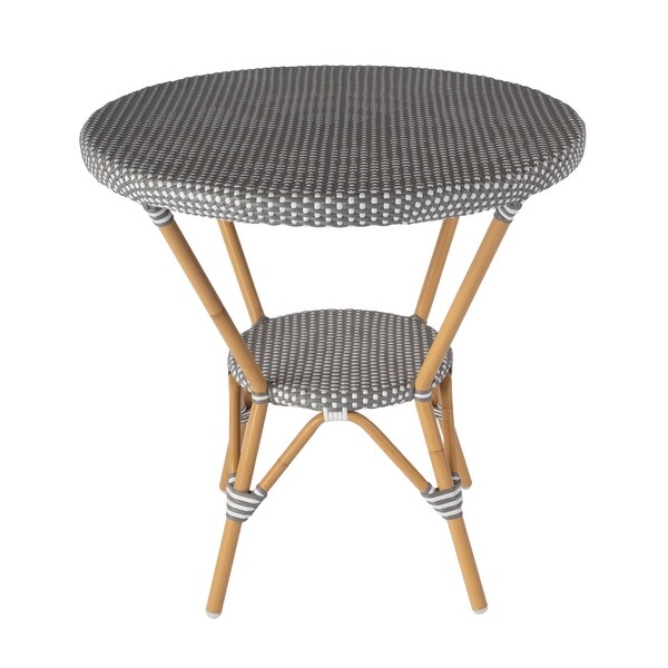 Tobias Outdoor Rattan and Metal Round Bistro Table