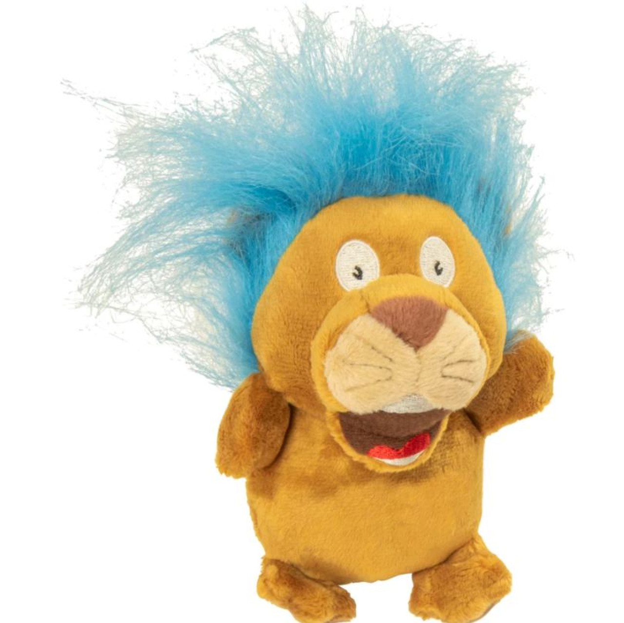 Heardoggy! Silent Squeaks Crazy Hairs Lion Dog Toy， Small， Tan