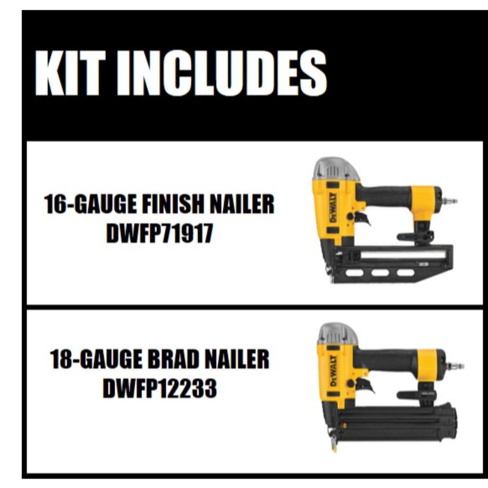 DW Pneumatic 16-Gauge 2-12 in. Nailer and Pneumatic 18-Gauge Brad Nailer DWFP7191712233