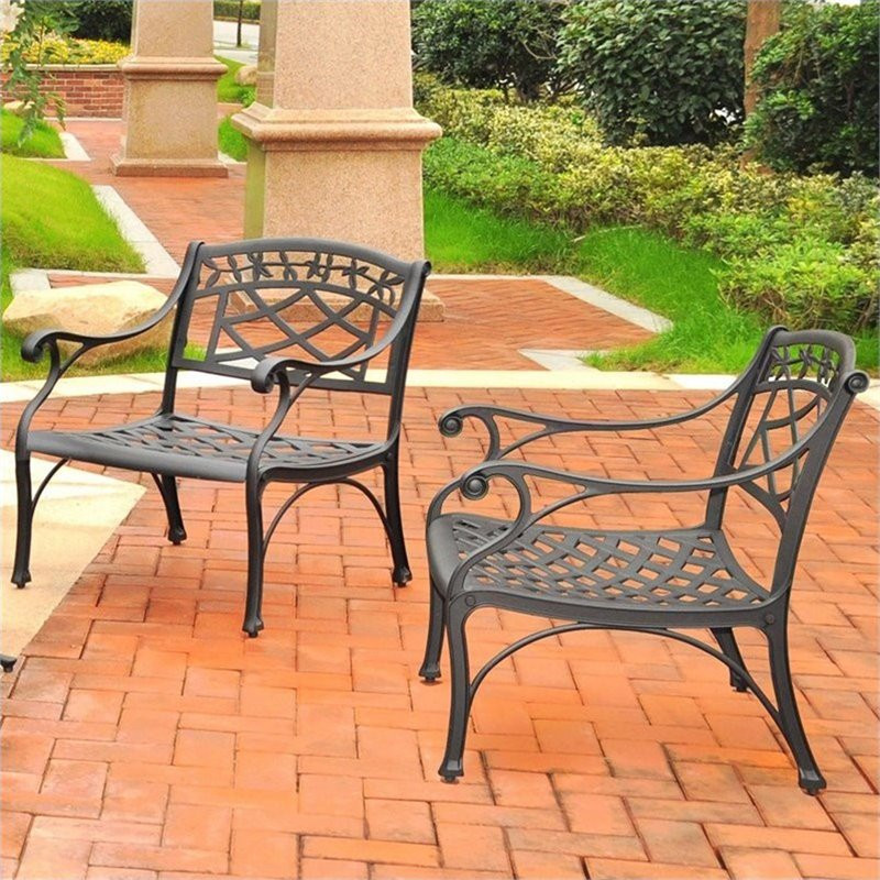 Crosley Sedona Metal Patio Club Chair in Charcoal Black   Traditional   Outdoor Dining Chairs   by Homesquare  Houzz