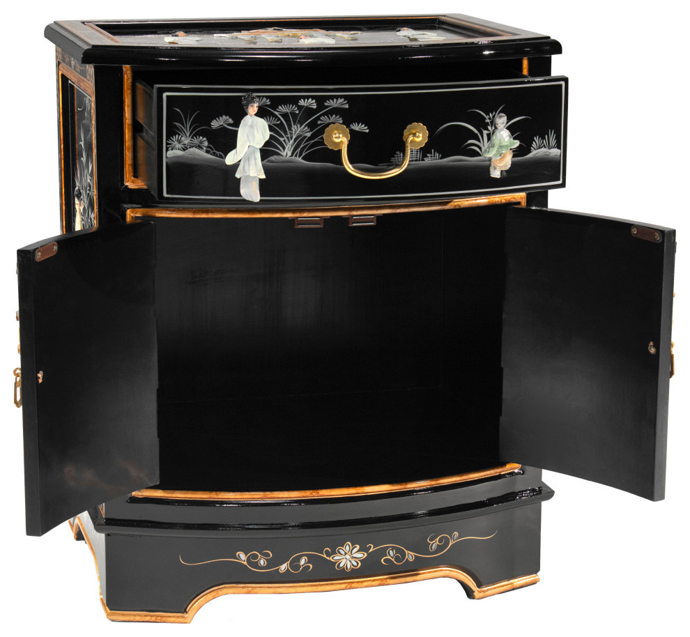 Black Lacquer Nightstand Royal Ladies   Asian   Side Tables And End Tables   by Oriental Furniture  Houzz