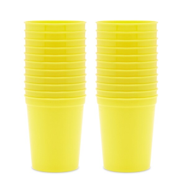 16oz Yellow Plastic Stadium Cups for Birthday Party， Baby Shower (24 Pack)