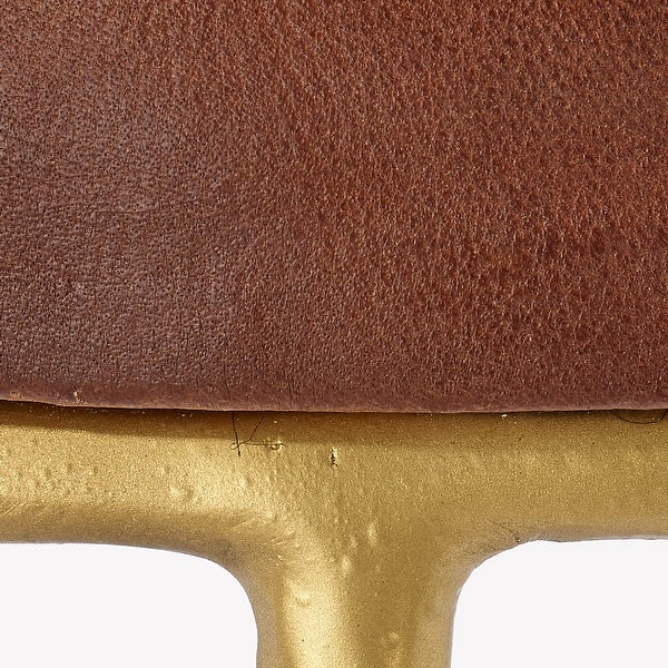 Yuk 30 Inch Metal Barstool， Golden Tri-Legged Base， Padded Seat， Brown