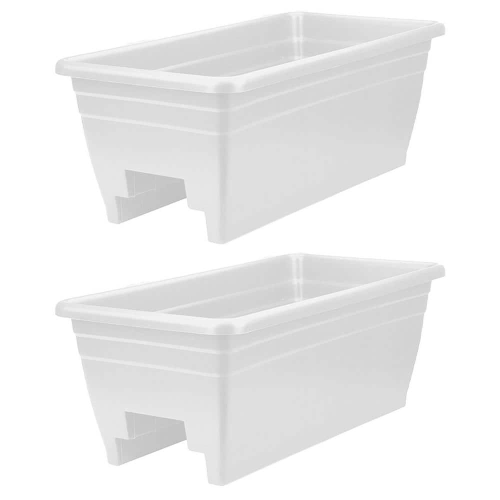 The HC Companies Durable 24 in. W Akro Deck Rail Box Plastic Planter and Plugs (2-Pack) 2 x SPX24DBOA10