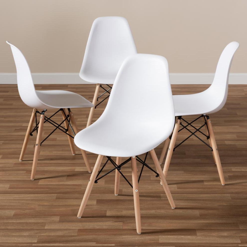 Sydnea Mid Century Modern White Acrylic Brown Wood Finished Dining Chair...   Midcentury   Dining Chairs   by BisonOffice  Houzz