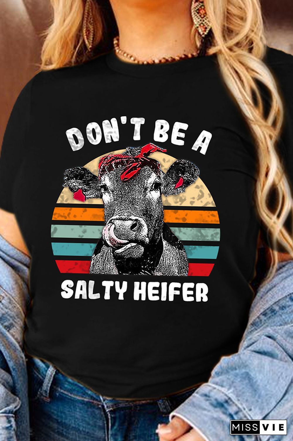 Don't Be A Salty Heifer Print Graphic Tees for Women Wholesale Short Sleeve T shirts Top