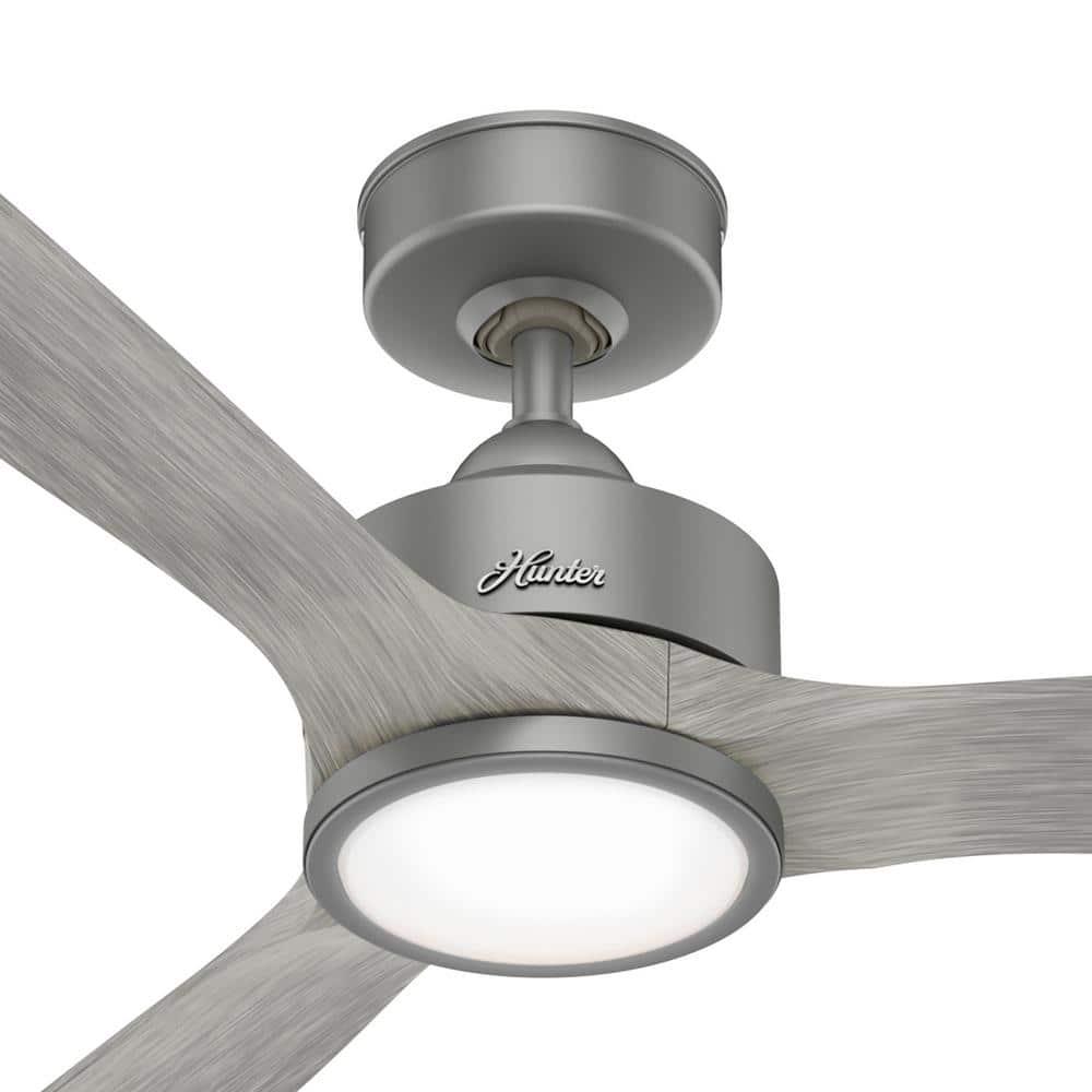 Hunter Park View 72 in Integrated LED IndoorOutdoor Matte Silver Ceiling Fan with Light Kit and Remote