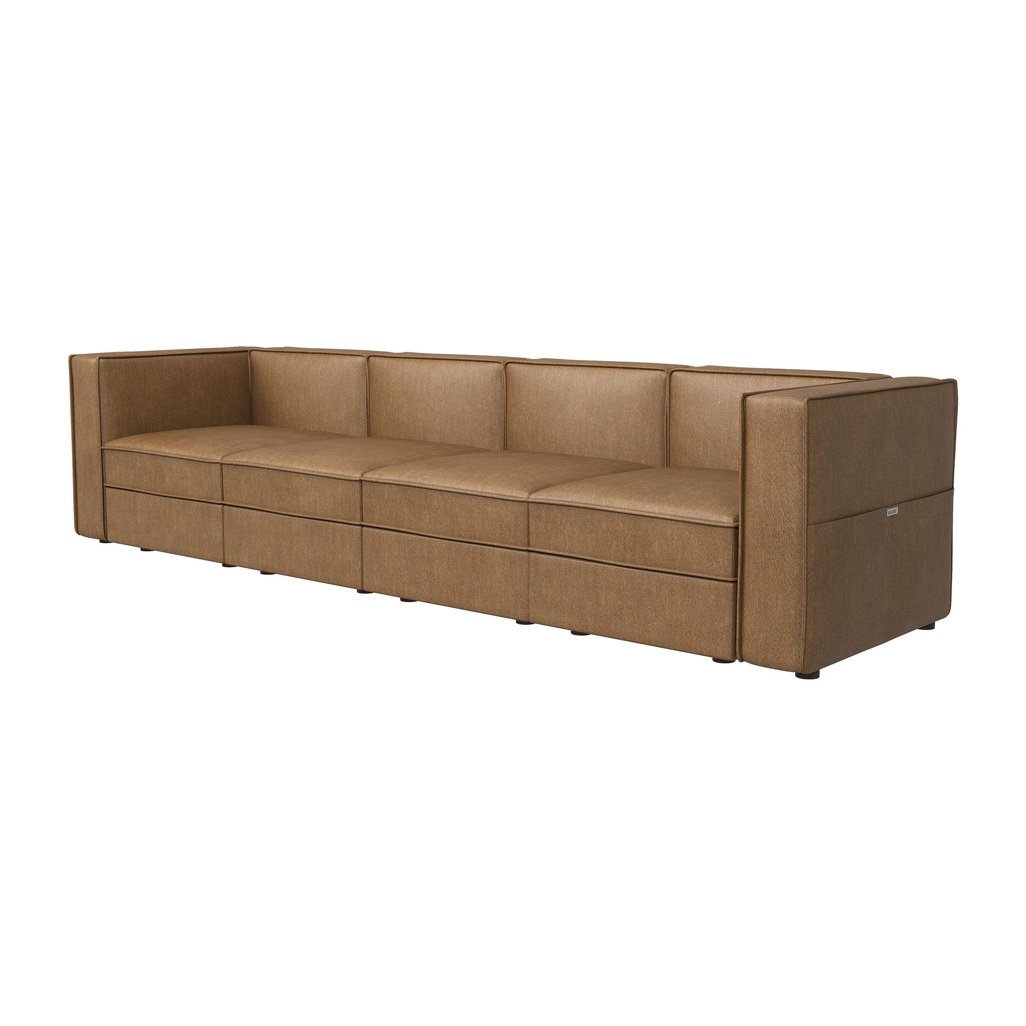 Nolany Modular Sectional Sofa Couch 4-Seat Sofa with Storage Seat, Caramel Microfiber