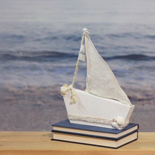 Northlight 11 5 White And Tan Cape Cod Inspired Ship With Sails Table Top Decoration