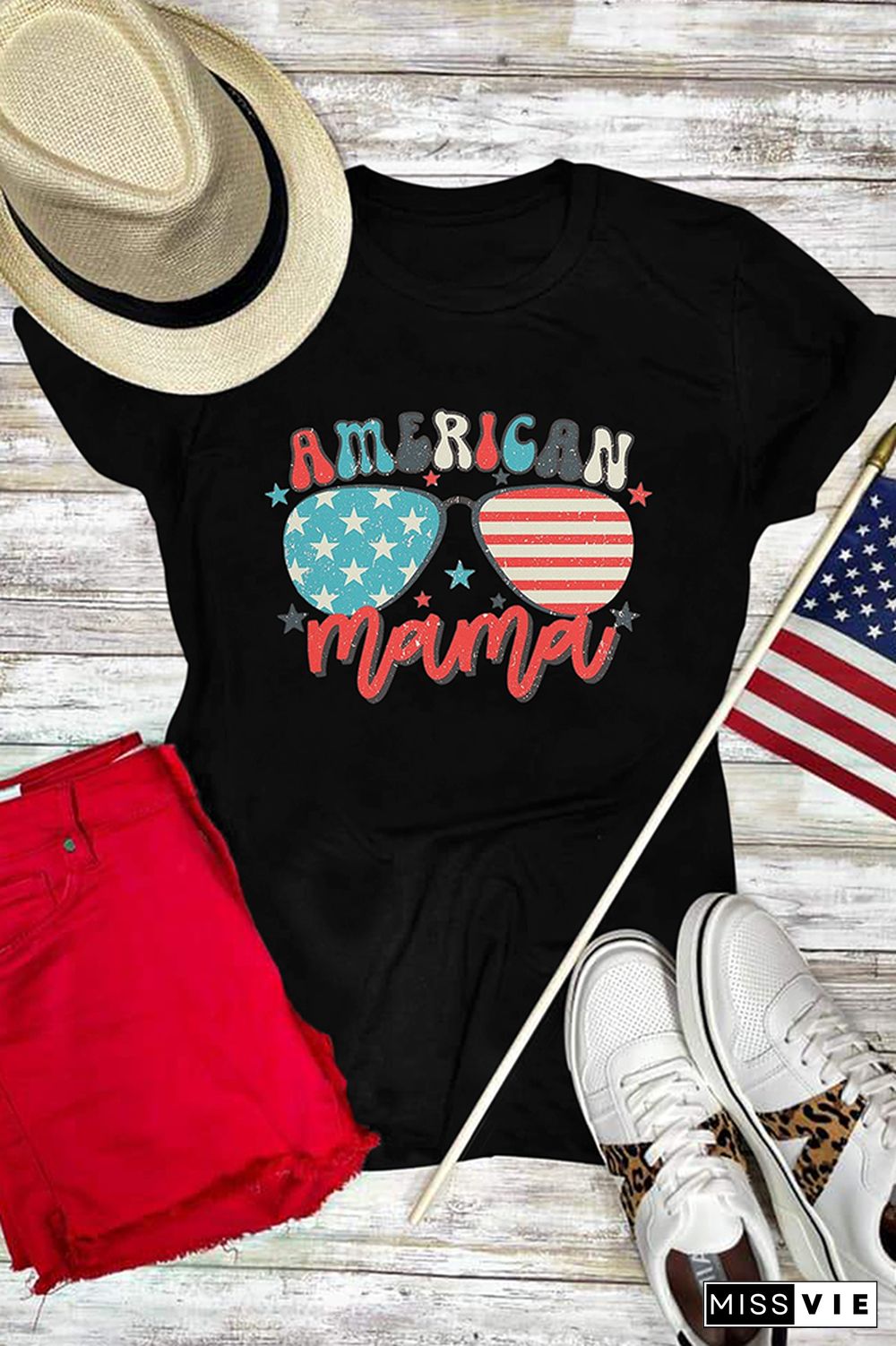 US Flag American Mama Graphic Tee Wholesale