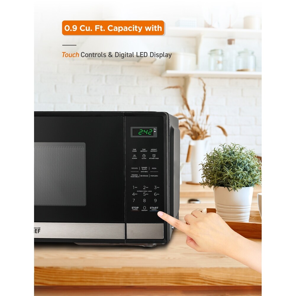 0.9 Cu.Ft Countertop Microwave Oven Stainless/Black