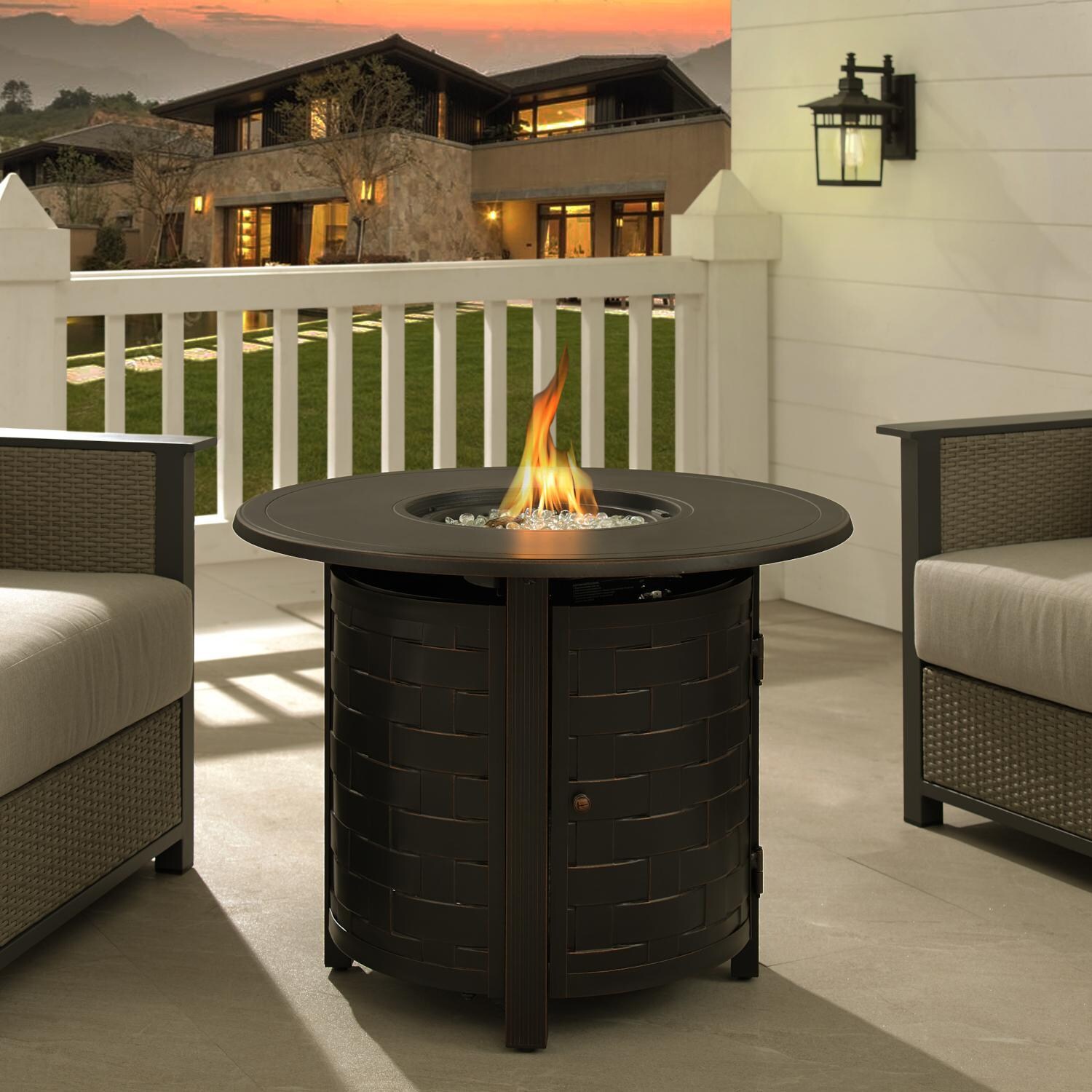 Ultimate Patio Magnolia Way 34-Inch Round Aluminum Propane Gas Fire Pit