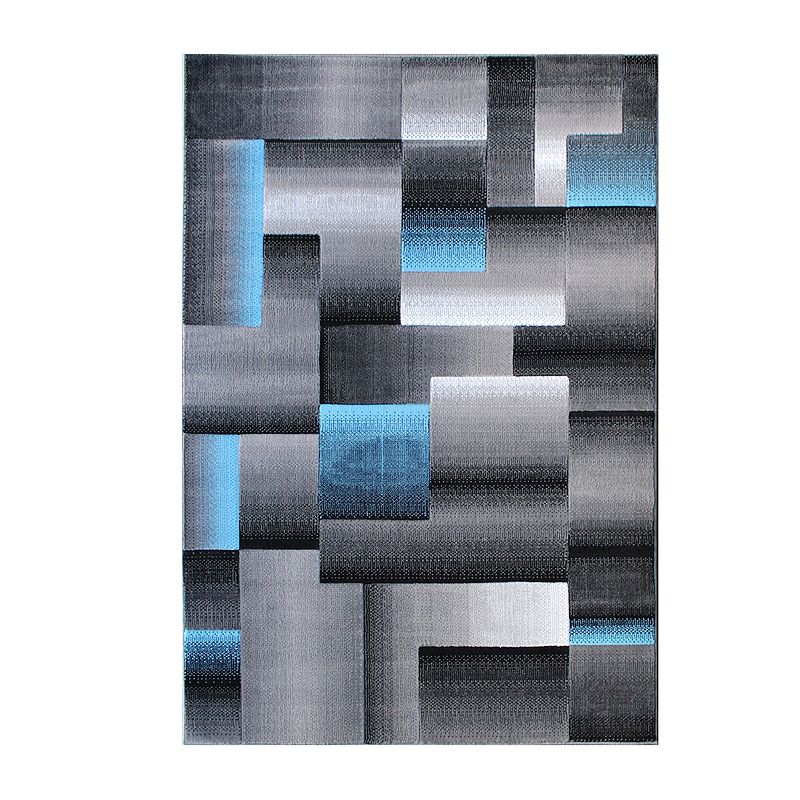 Masada Rugs Masada Rugs Trendz Collection 5'x7' Modern Contemporary Area Rug in Blue， Gray and Black-Design Trz861